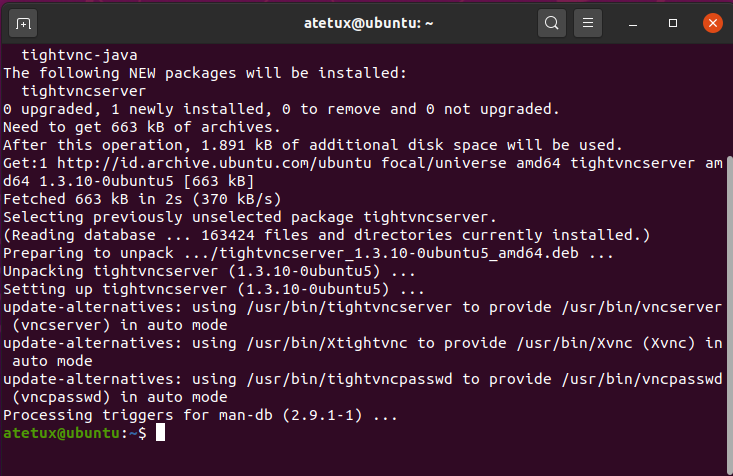 install tightvnc ubuntu 20