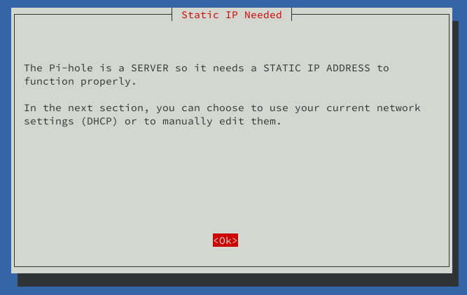 pihole static ip information