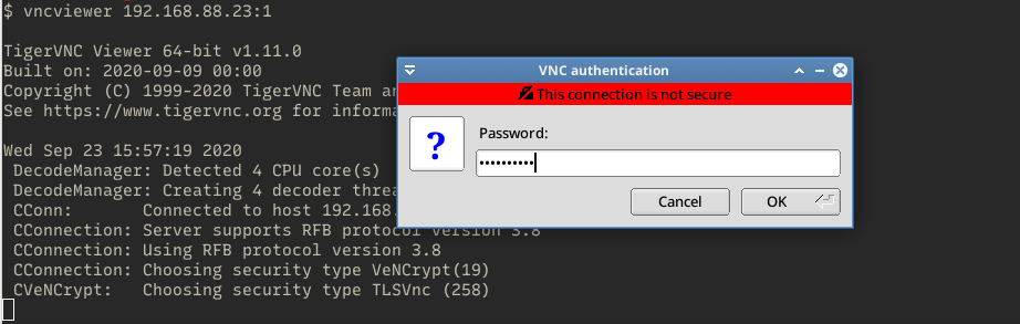 tigervnc client asking for password