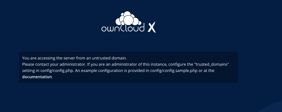 owncloud warning untrusted domain